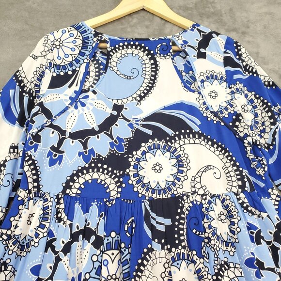Crown & Ivy Blue Black Paisley Print Bohemian Dress Size Small Preppy Boho $99 - Picture 9 of 10
